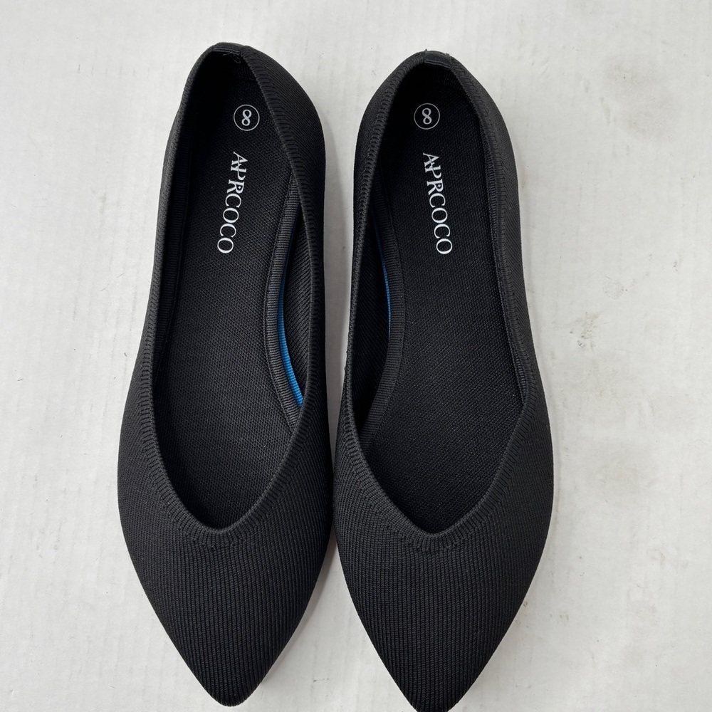 Aprcoco Pointed Toe Stretch Knit Ballet Flats Comfort Shoes Size 8 Black NEW! - Picture 8 of 10